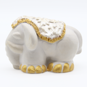 Éléphant au tapis – Blanc