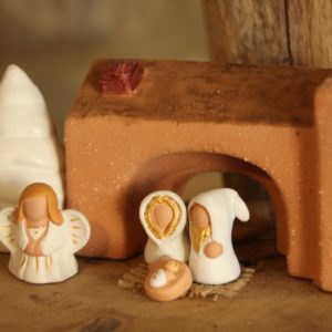 Crèches miniatures blanches et or