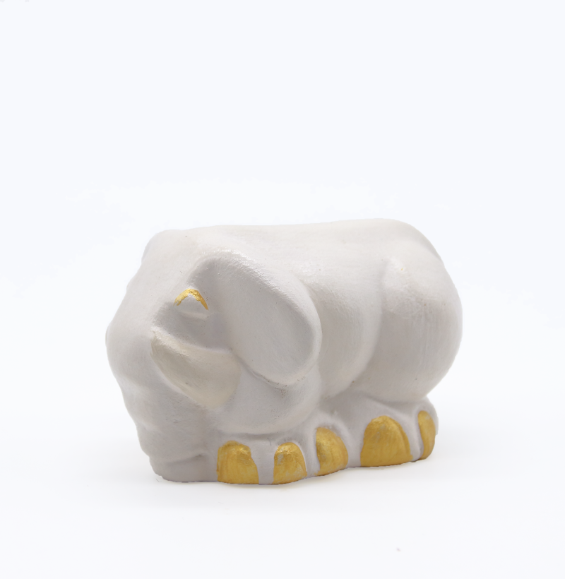 Elephant Trois Quart Produit Nativité Blanc Et Or Nouveauté Collection Miniature